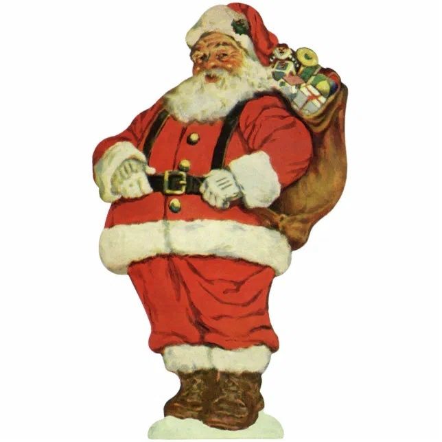 Vintage Santa illustration carrying a sack of toys over his shoulder